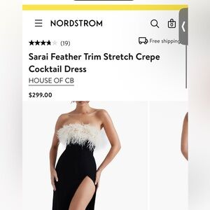 House of CB Sarai Feather Trim Stretch Crepe Cocktail Dress Size XS/2. NWT